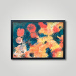 Abstract oil painting of orange flowers by Singapore artist Low Hai Hong. 