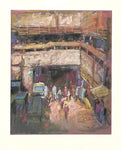 Pastel painting of Chinatown hawker centre in Singapore.