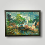 Oil painting of the jetty at Changi Point Ferry Terminal by Singapore artist Low Hai Hong