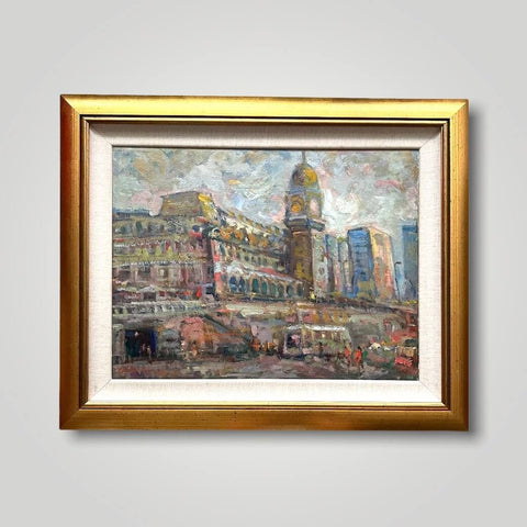 Oil painting of the Lyon Station in Paris by Singapore artist Low Hai Hong.