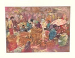 Pastel painting of a marketplace in Singapore