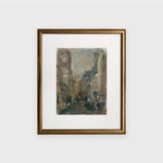 Oil on paper painting in grey and brown shades of the streets of Montmartre