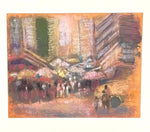Pastel painting of People's Park Complex in Singapore.