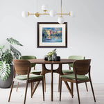 The oil painting Pont Royal in a dining room.
