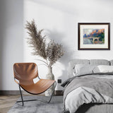 The painting Pont du Carrousel by Singapore artist Low Hai Hong hanging in a bedroom.