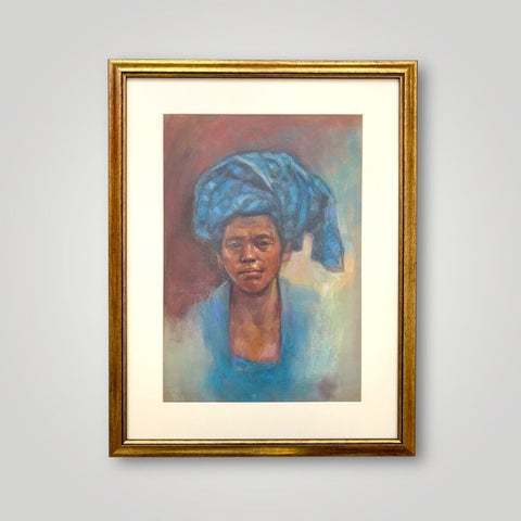 Pastel painting of a portrait of a woman 