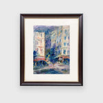 Streets of Paris I is an oil painting on paper of a street scene in Paris by Singapore artist Low Hai Hong.