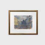 Oil painting of a street scene in Paris at sunset in winter by Singapore artist Low Hai Hong.