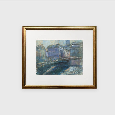 This is an oil painting of a bridge in the River Seine by Singapore artist Low Hai Hong.