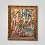 Oil painting of the women of the procession in Bali by Singapore artist Low Hai Hong.
